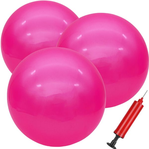 GCQJOQ 3 Pcs 9 Inch Inflatable Bouncy Balls with Hand Air Pump for Indoor Outdoor Play Balls (Pink)