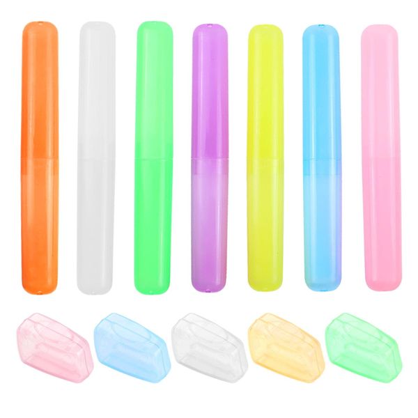 Hahhhha 7pcs Travel Toothbrush Case & 5pcs Toothbrush Head Cover, Portable Toothbrush Cover Case Set Toothbrushes Holder for Travel Home Office Camping School(Colorful)