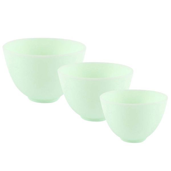 Healifty 3Pcs Diy Face Mixing Bowl Facial Mud Bowl Silicone Facemask Bowl Cosmetic Beauty Tool for Home Salon Spa Face Skin Applicator Bowl (Green)