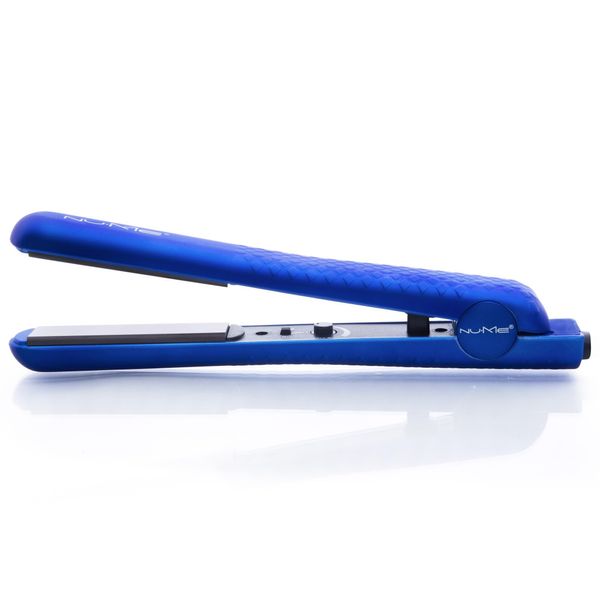 NuMe Silhouette Hair Straightener - Blue | Ceramic Hair Straightener Flat Iron | 1.25 Inch Ceramic Floating Plates