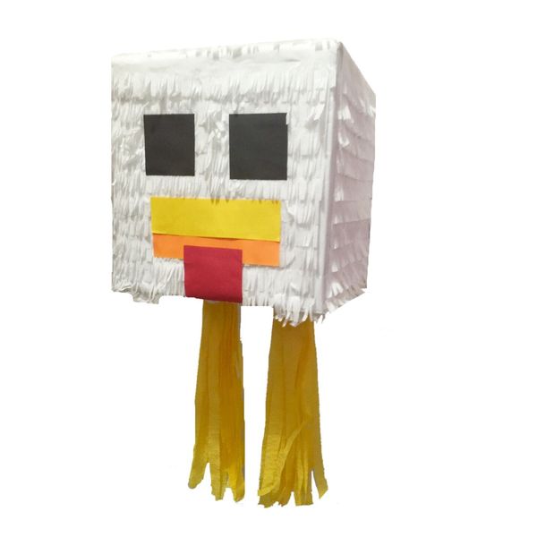 Chicken Inspired Pixelated Theme Pinata Fully Assembled Ready to Use