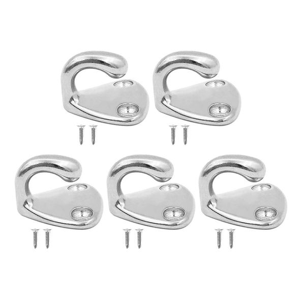 POFET 5pcs 316 Stainless Steel Marine Grade Stainless Steel Boat Hook Coat and Hat Hook Wall Mount