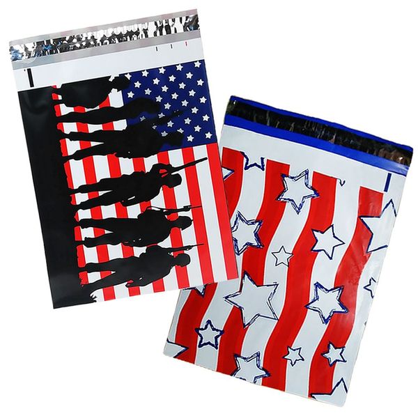 10x13" Military Soldier Patriotic Flag Poly Mailers, Veterans Shipping Army Battalion Armed Forces U.S.A Infantry Shipping Flat Envelope Bags (50)