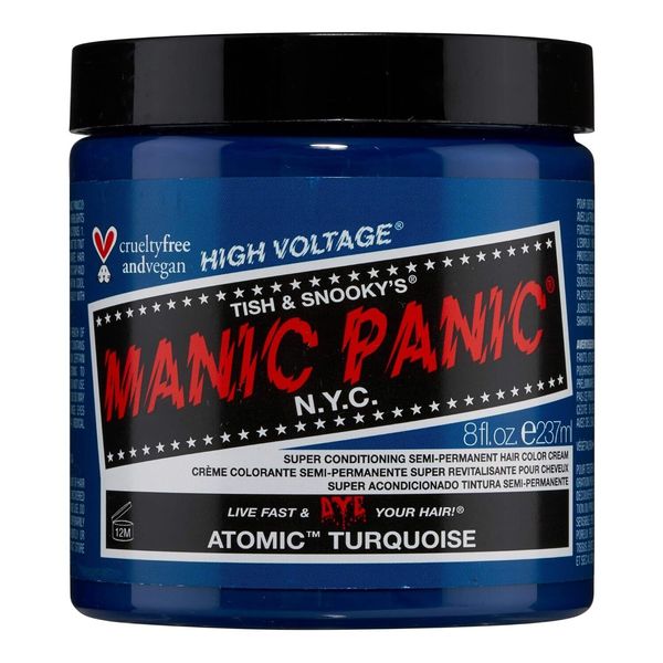 MANIC PANIC Atomic Turquoise Hair Dye – Classic High Voltage Semi Permanent 8oz
