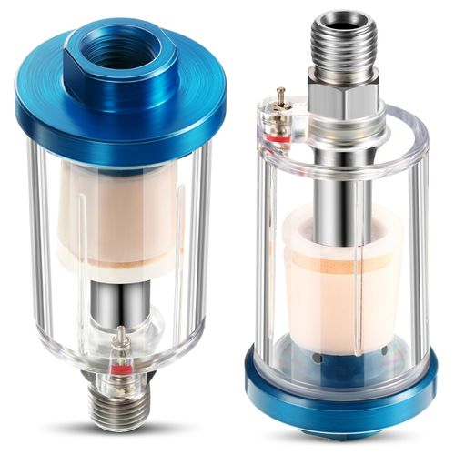 Mudder 2 Pcs Compressed Air Filter Water Oil Separator 1/4 Inch NPT Inlet and Outlet Airbrush Filter Moisture Separator for Air Line Compressor Fitting, 90 PSI