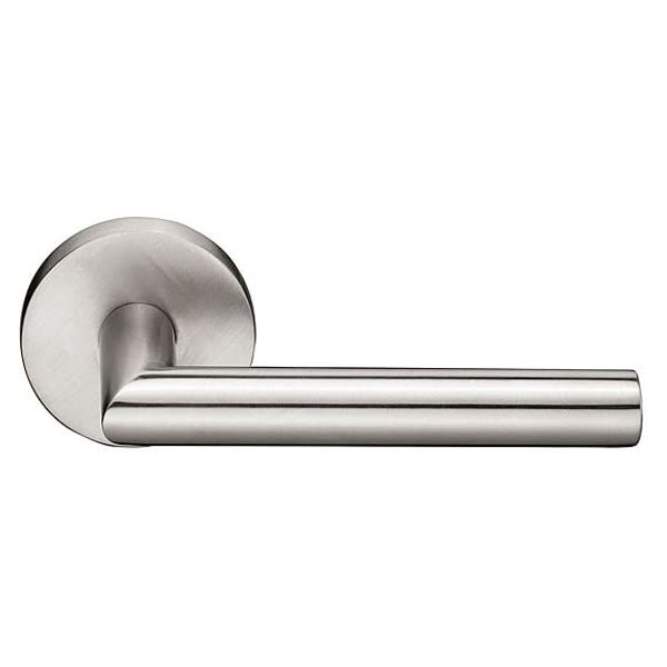 Emtek Privacy, Disk Rosette, Stuttgart Lever, Brushed Stainless Steel, RH