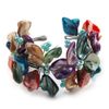 Avalaya Multicoloured Floral Shell & Simulated Pearl Cuff Bracelet (Silver Tone)