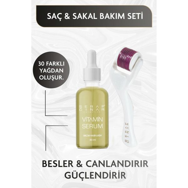 Saçkıran & Sakal Kıran Alopesi Etkili Vitamin Serum 30ml + Dermaroller Seti Erkeklere Özel