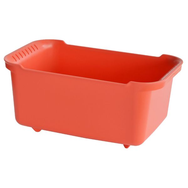 Squirrel Wash Tub with Legs Wash Tab with Drain Stopper, Red, 2.8 gal (7.8 L) W 8.7 x D 14.2 x H 6.5 inches (22 x 36 x 16.5 cm), Liberalista, Made in Japan