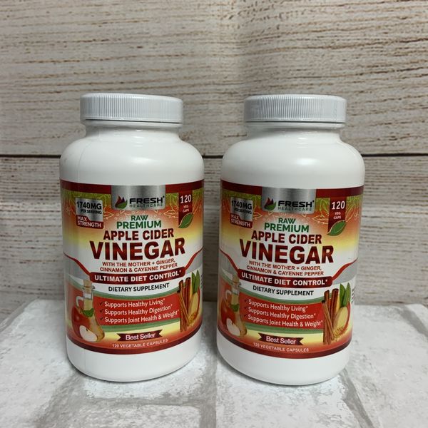 2x Apple Cider Vinegar Capsules Max 1740mg 100% Natural Product 120 Vegan 8/26