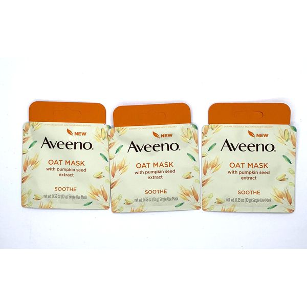 Aveeno Oat Mask with Pumpkin Seed Extract Soothe 3 Single Use Mask .35 oz