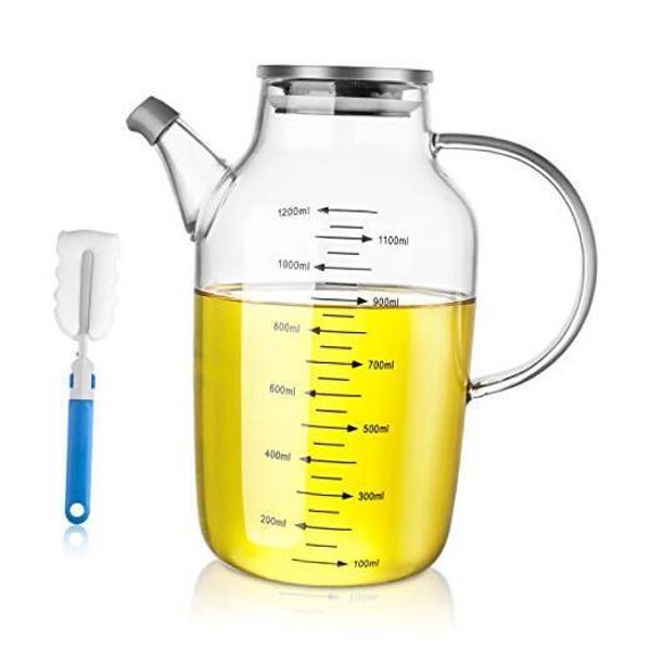 Large Glass Cooking Oil Bottles -  40 Ounce Oil and Vinegar Dispenser 40oz