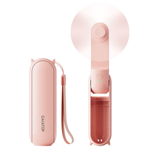 Gaiatop Portable Handheld Fan, Foldable Small Fan, Mini Hand Held Fan with USB Rechargeable 2000mAh Battery, Eyelash Fan for Girls, Travel For Women, Outdoor, Pink