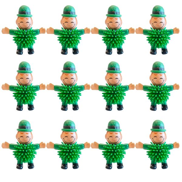 12Pcs St Patrick's Day Mini Leprechaun Toys,Squeeze Porcupine Toys Stress Relief Fidget Toy for Kids Boys St Patrick's Day Party Favor,Home Decor(Child)