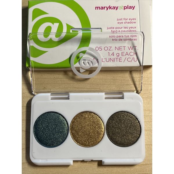 Mary Kay AT PLAY Just for EYES - Eye Shadows ~ Shimmery TRIO ~ Green Tan Brown