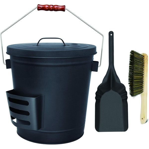 Ash Bucket with Lid and Shovel,5.15 Gallon Large Galvanized Metal Coal