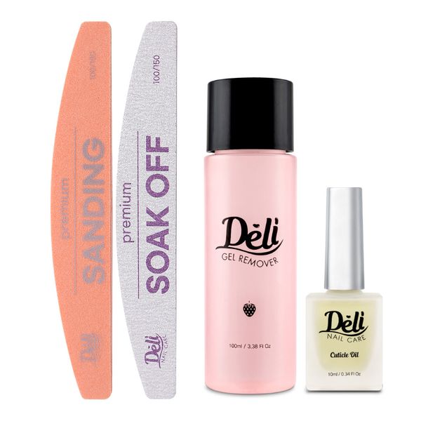 Deli Beauty gel nail soak-off care set, nail file + cuticle oil..., 1 set