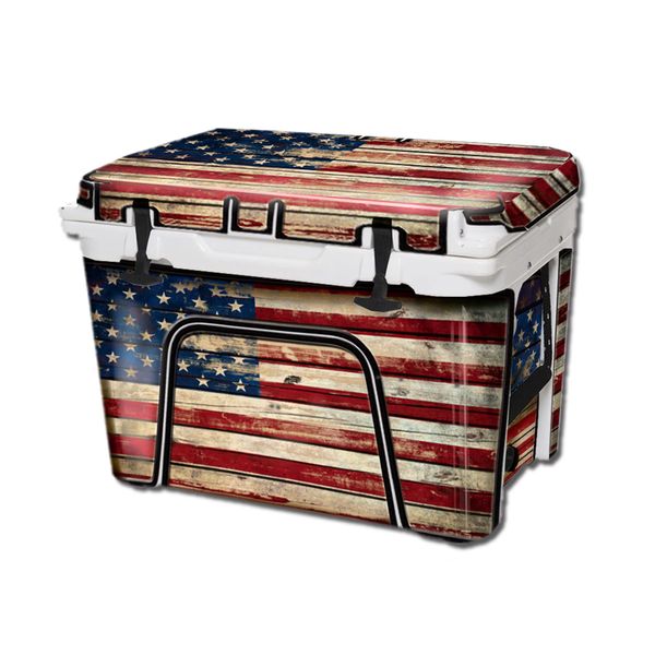 USATuff Vinyl Cooler Full Kit Compatible with YETI 65 qt Tundra | Easy Peel & Stick Application Cooler Skin Decal Wrap | Durable Pre-Cut Pieces | Made for Outdoor Use - Old Glory Flag Design