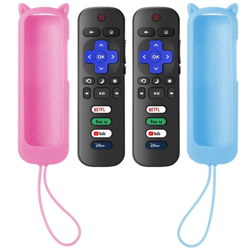 SOTATOO 2 Pack Replacement Remote for Roku TV with Glow in The Dark Case, Universal Remote for TCL/Hisense/Onn/Sharp/Element/Philips Roku Smart TVs