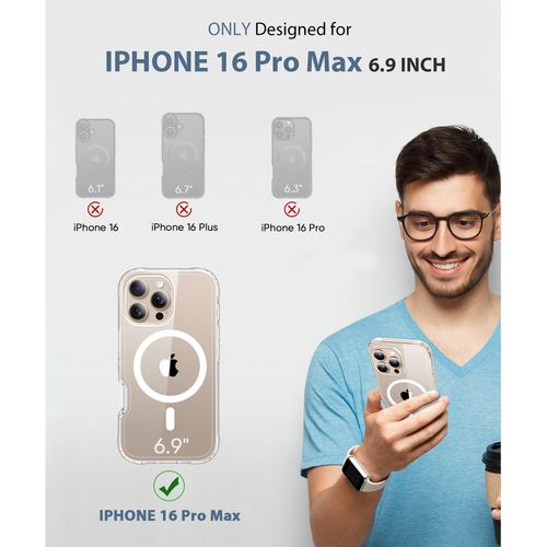 BANLEA Compatible with iPhone 16 Pro Max Case Clear, Built-in Screen Protector, with Camera Lens Protector, [Compatible with MagSafe] Full Body Phone Case, Protective Cover for 16 ProMax 6.9" (Clear)