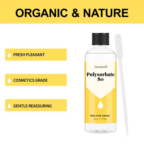 6 oz Polysorbate 80 for Bath Bombs, Premium Polysorbate 80 (Sorbitan Oleate) Liquid, 100% Pure, Cosmetics Grade, Gentle on Skin, Suitable for Making Lotions