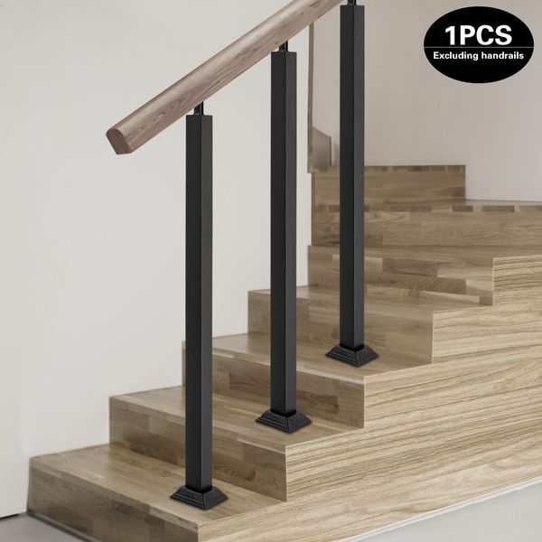 1 pc 90cm Stair Balusters Post Deck Railing Handrail Building Fence Post Black