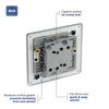 BG Electrical Double Light Switch, 20A, 2 Way, Matt Black