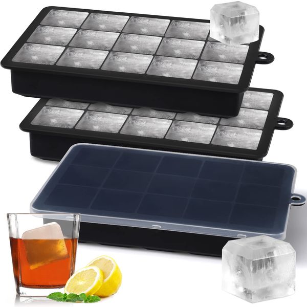 Eiswürfelform Silikon,3er-Pack Eiswürfelformen & Eiswürfelschalen,Eiswürfeln mit Deckel,Eiswürfelform Kugel,Eiskugelform,Eiswürfelbehälter,Silikonform Eiswürfel Form,Ice Cube Tray with Lid