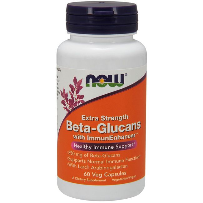 NOW Foods Beta-Glucans with ImmunEnhancer, Extra Strength, 60 Veg Capsules