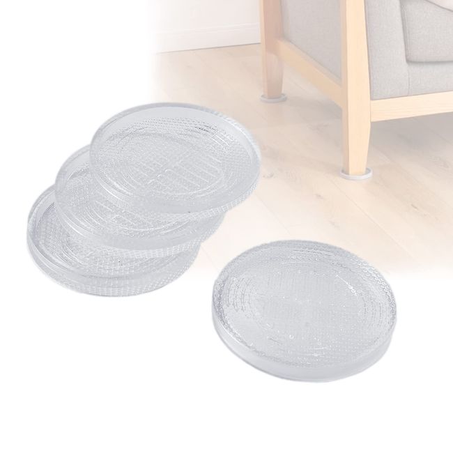 HOAWO Anti-slip Sheet, Sofa, Anti-Slip, Silicone Mat, Furniture, Strong, Transparent, Slip Prevention, Scratch-Resistant, Round, Set of 4 (Diameter 3.2 inches (8.3 cm), Clear)