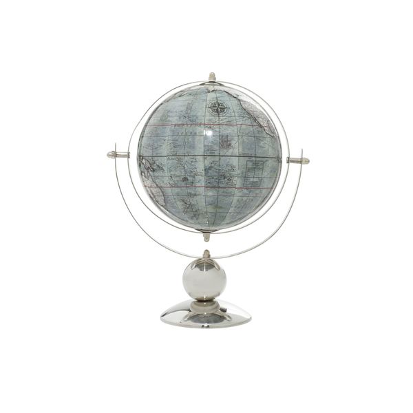 Deco 79 Stainless Steel Globe, 9" x 7" x 11", Gray
