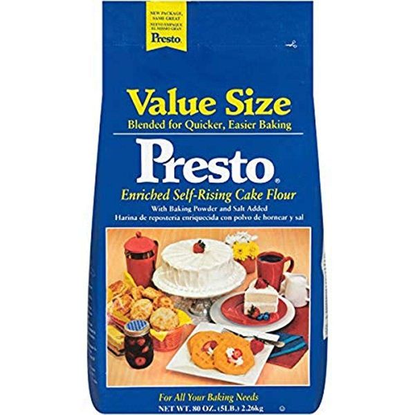 Presto Self-Rising Cake Flour With Baking Powder & Salt 80 Oz. Bag (5 Lbs.)