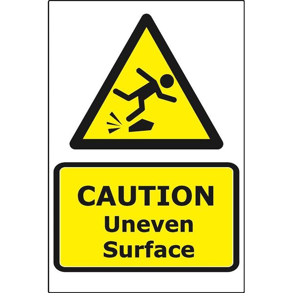 Dibond Aluminium sign Caution Uneven surface - 30 x 20 cm