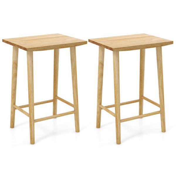 25.5 Inch Bar Stools Set of 2 with Footrest-Natural