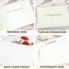 in Loving Memory Funeral Guest Book - 192 Pages with Silver Gilt Edges & Storage Box - Hardcover Memorial Book with 2304 Message Lines & Keepsake Pocket - for Funeral Services (White, 9"x7")