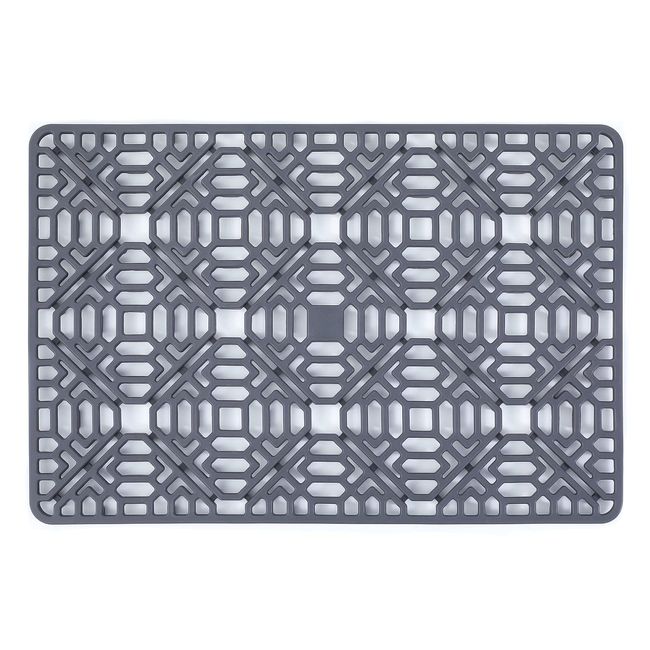 Toski Sink Mat, Silicone Insulation Mat, Anti-Slip, Drying Mat, Plate Holder, Drainage, Heat Resistant, Sink, Protection, Countertop, Sink, Dinnerware, Antibacterial, Heat Resistant Temperature 27 x 40, Gray