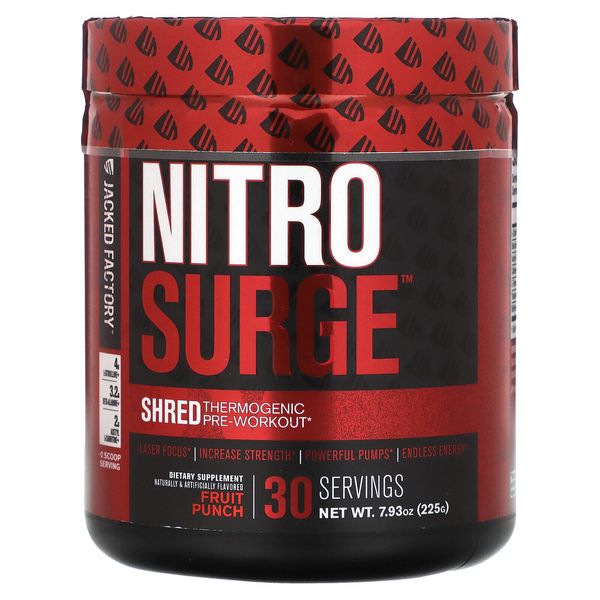 Nitro Surge, Shred Thermogenic Pre-Workout, Fruit Punch, 7.93 oz. (225 g)