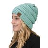 H-6020a-54 Solid Ribbed Beanie - Mint, One Size Fits Most