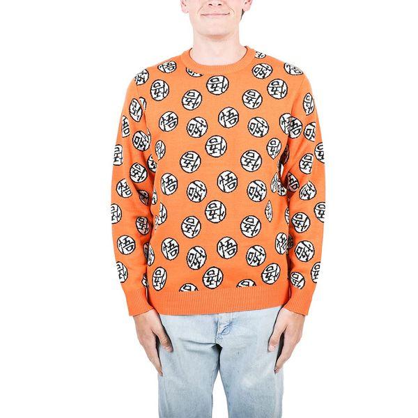 Dragon Ball Super Goku Symbol Jacquard AOP Men's Orange Knit Sweater-XXL