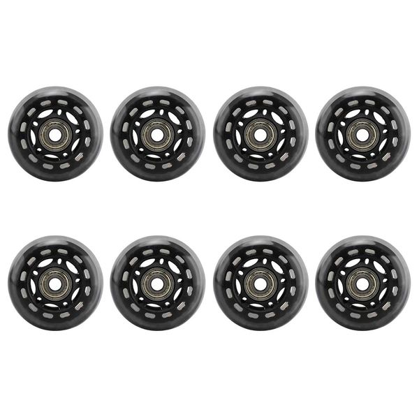 DEDC 64mm 8er Pack Inline Skate Rollen, Skateboards Scooter Inline Rollschuh Inline Skate Teile Räder Ersatzräder mit Lagern (8pcs Räder)