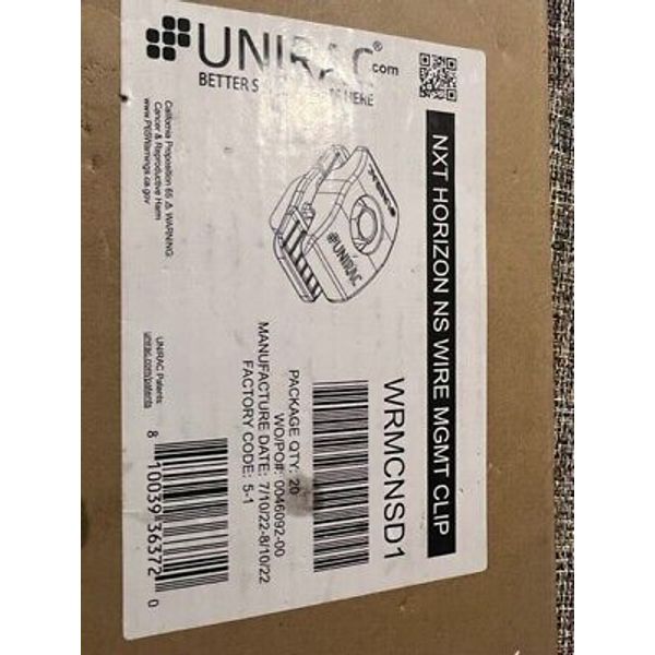 UNIRAC NXT HORIZON WRMCNSD1 WIRE MANAGEMENT CLIP / CLAMP 20pack