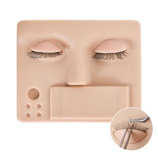 3-in-1 Lash Mannequin Head, Eyelash Extension Mannequin Head, Realistic Makeup Mannequin Head, Soft-Touch Makeup Practice Face Lash Extension Supplies for Lash Extension Practice (Light Brown)