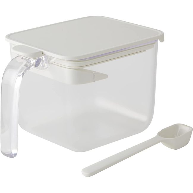 Marna K775W Condiment Pot with Spoon (Wide / White) Condiment Container (Moisture Proof) Condiment Container Case (Good Lock Container)