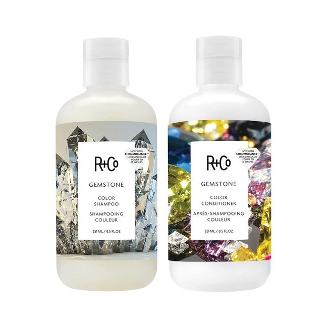 R+Co Gemstone Color Shampoo + Conditioner Kit | Prolonged Color Vibrancy, Repairs + Nourishes Hair | Vegan + Cruelty-Free | 17 Oz