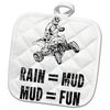 8x8 Potholder - ATV Rain Equals Mud and Mad Equals Fun Illustrations