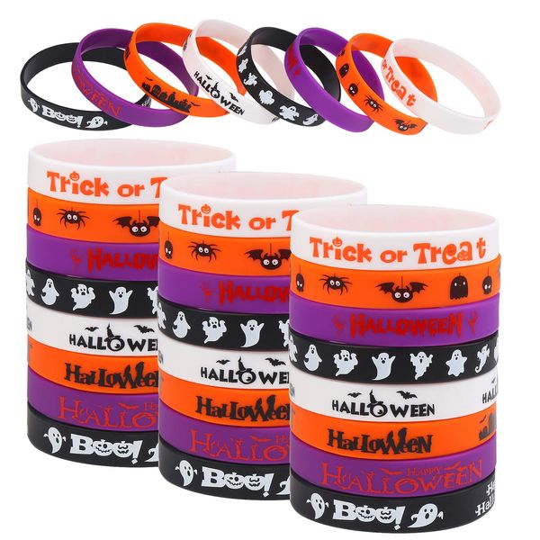 DIYASY Halloween Silicone Wristbands,40 Pcs Rubber Bracelets Halloween Party Favor Trick or Treat Gifts and Goodie Bag Fillers