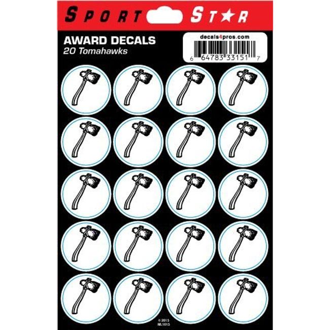 SportStar Football Helmet Award Decals - Tomahawk (20 Stickers)