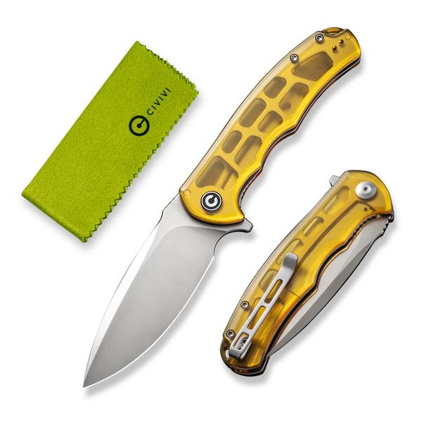 CIVIVI Praxis Pocket Folding Knife - Modern Aesthetics Ultem Handle, 3.75" Sharp Blade, Deep Carry Clip for EDC C803L