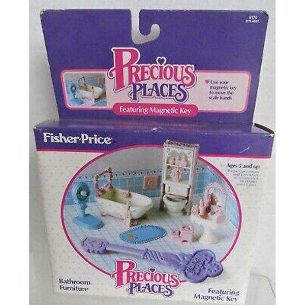 Fisher Price PRECIOUS PLACES Dollhouse BATHROOM FURNITURE Set 1988 in Box