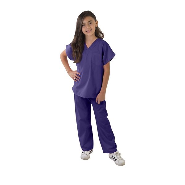 Kids Scrubs Super Soft Children Scrub Set Kids Dress up (5/6, Purple)